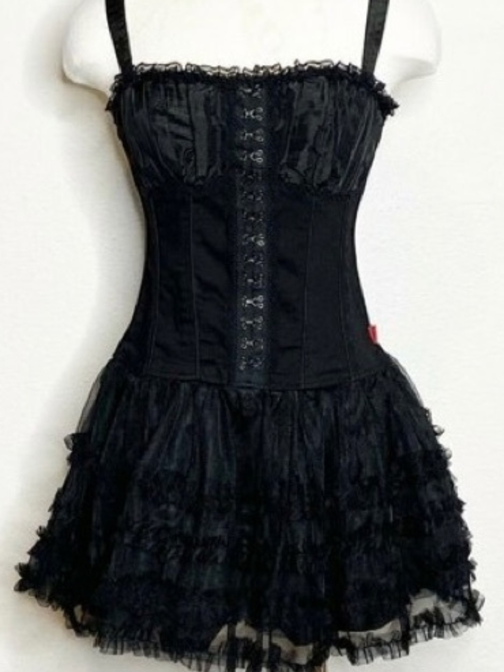 Tripp nyc Black Corset Mini Dress with Ruffled Tulle Skirt - Picture 1 of 10